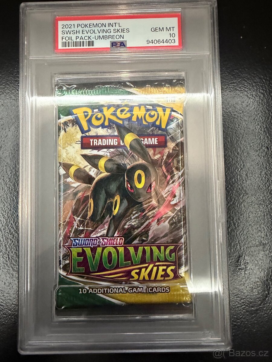 Pokemon Evolving Skies Umbreon Art zapečetěný balíček PSA 10