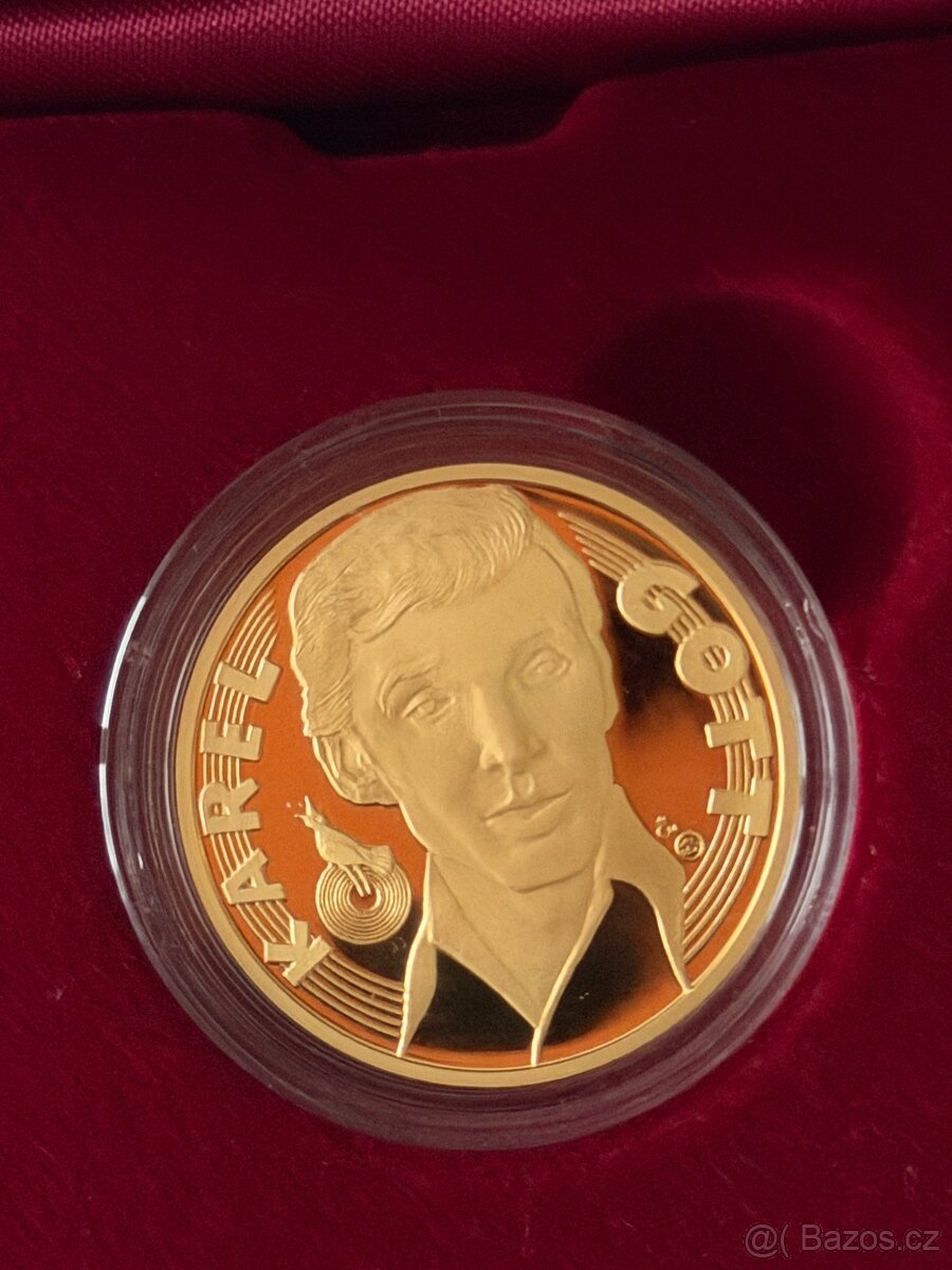 Zlato/ zlaté mince,medaile číslované Karel Gott