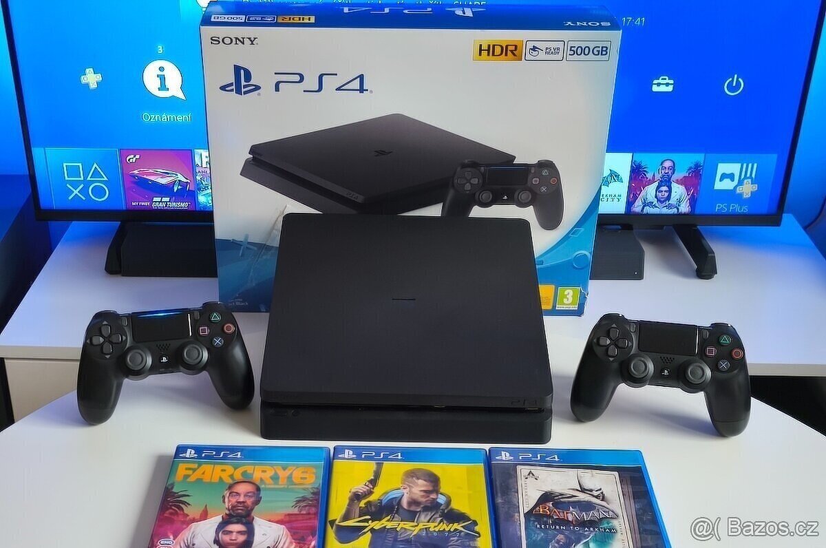 Sony PS4 PLAYSTATION 4 SLIM + 2X OVLADAC + HRY