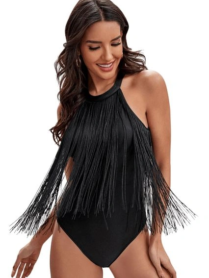 ♥️ Sexy dámské černé body s třásněmi - nové ♥️