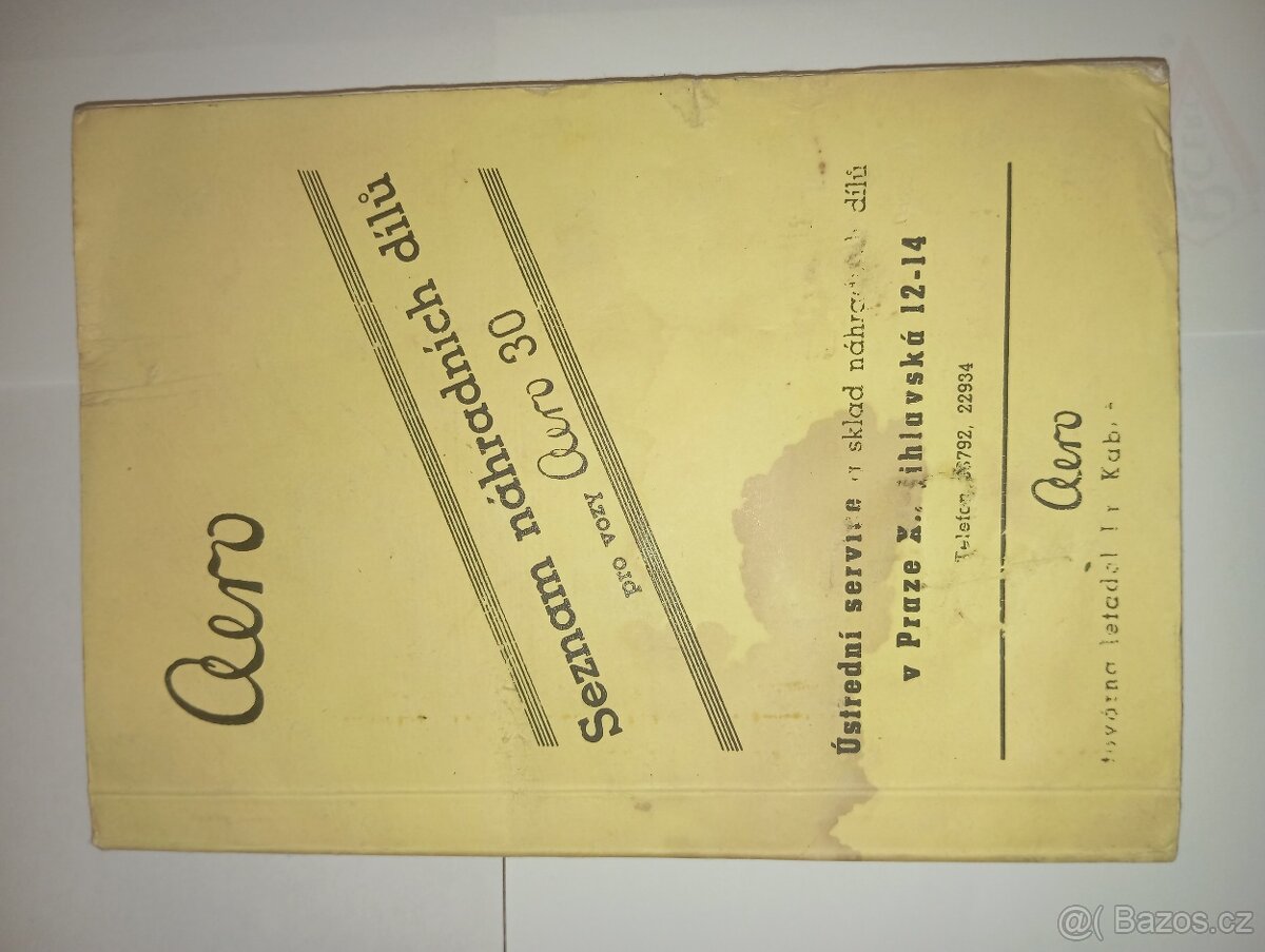 Prodám originál seznam náhradních dílů na Aero 30