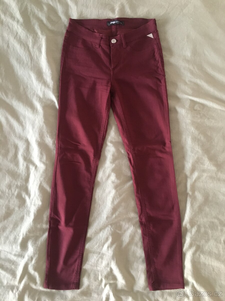 Vínové úzké skinny kalhoty Fishbone