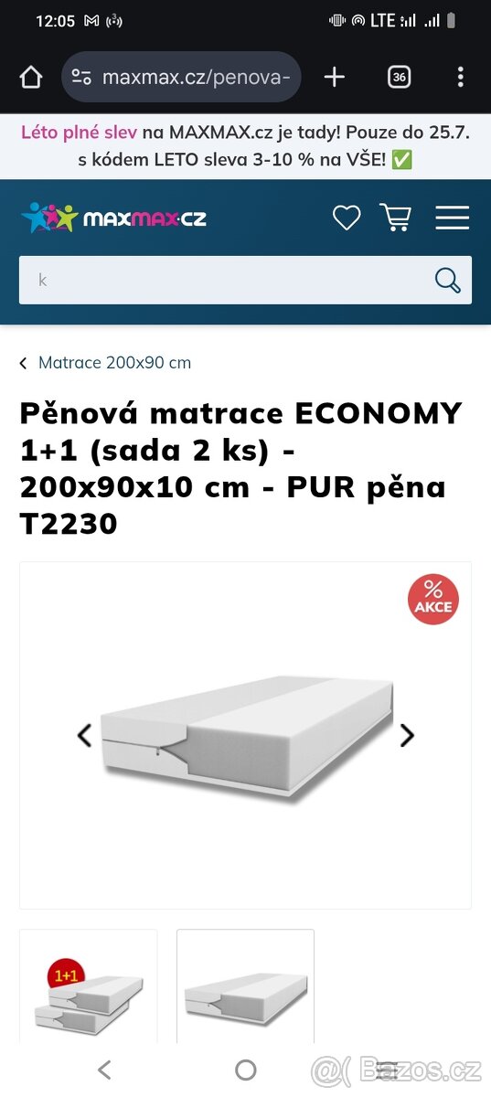 Matrace 90x200 Pur pěna úplně nové nerozbalene