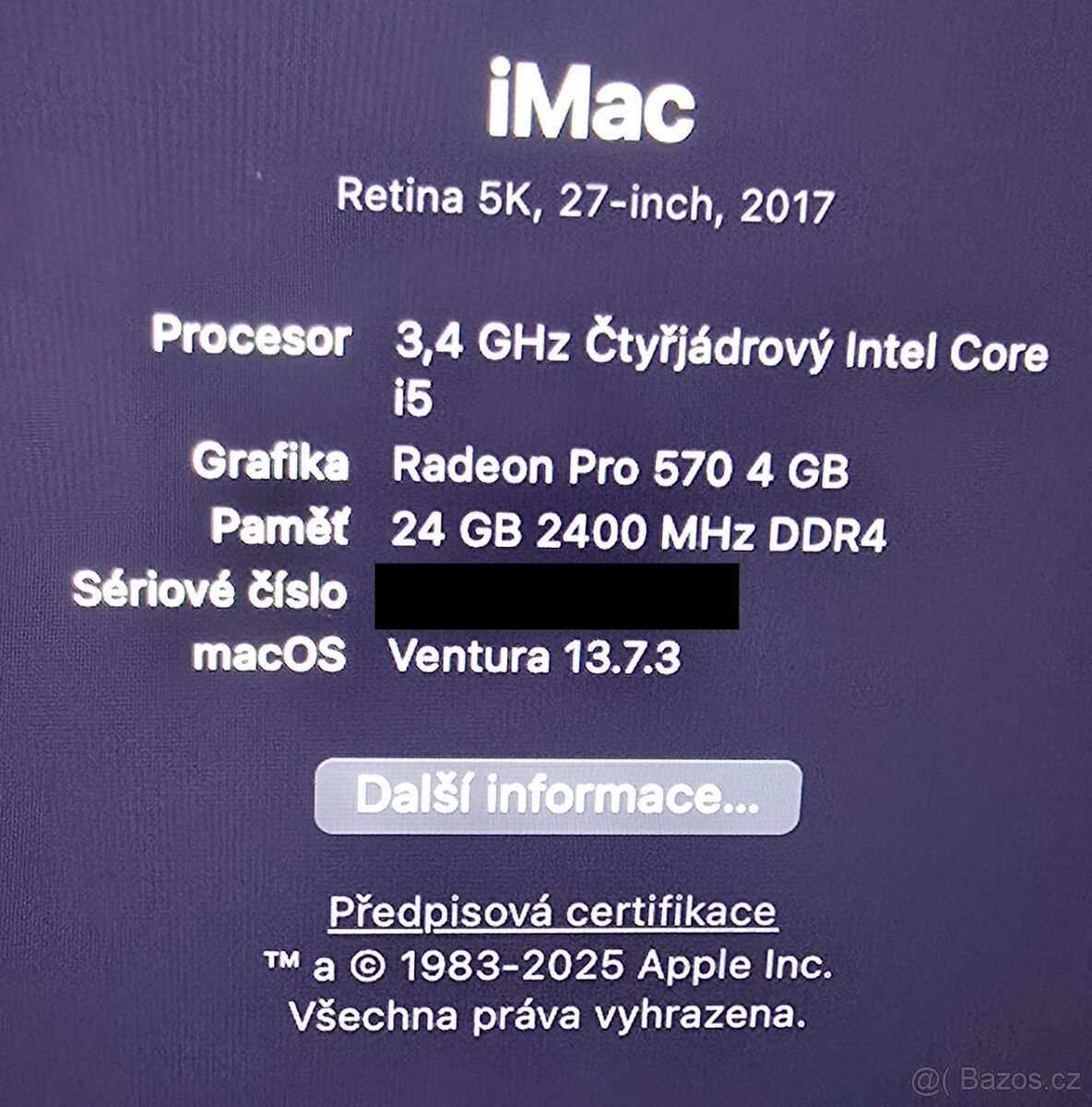 Apple iMac 27" retina 5K, 1TB, 24GB RAM - TOP stav