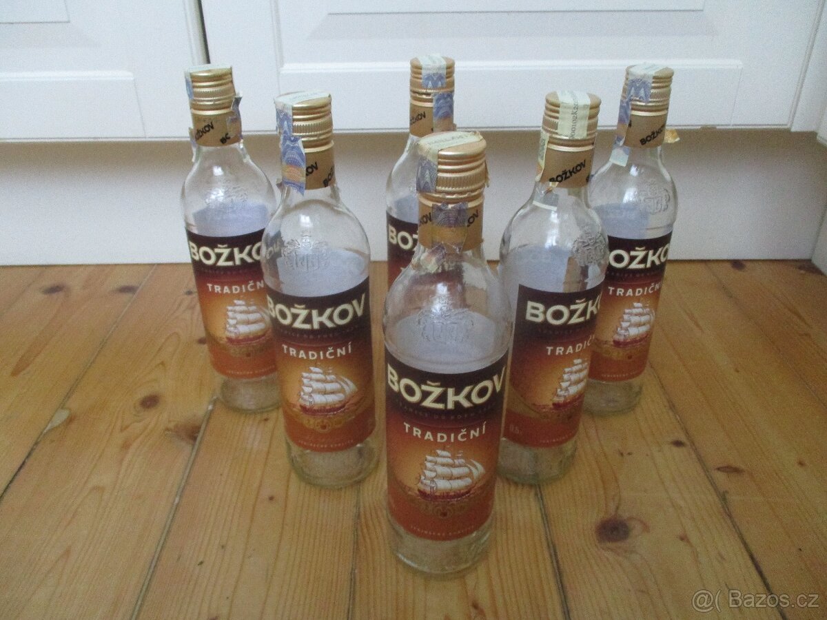 sklenice, lahve, skleněné, šroubovací od rumu 30 kusů