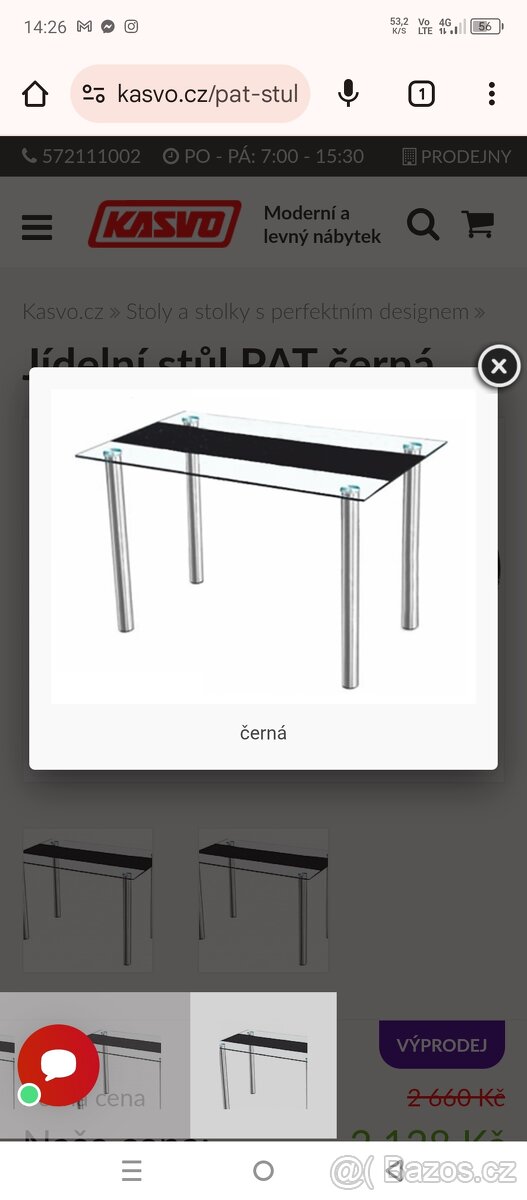 Skleněný jídelní stůl