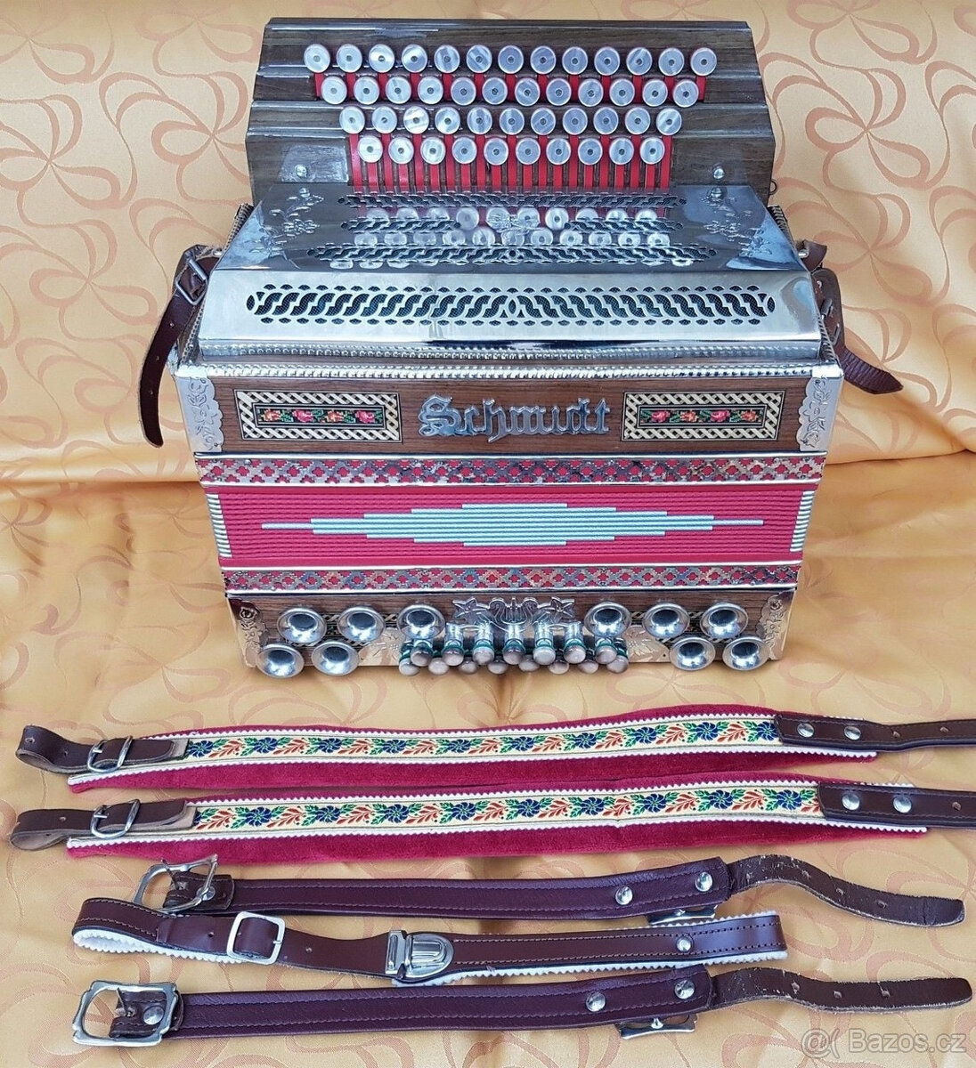Krásná štýrská harmonika E-A-D-G akordeon s fakturou 94' a