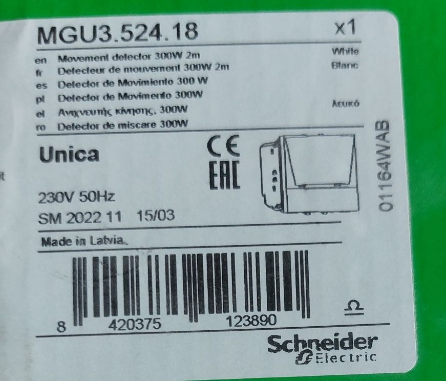 detektor pohybu Schneider Unica