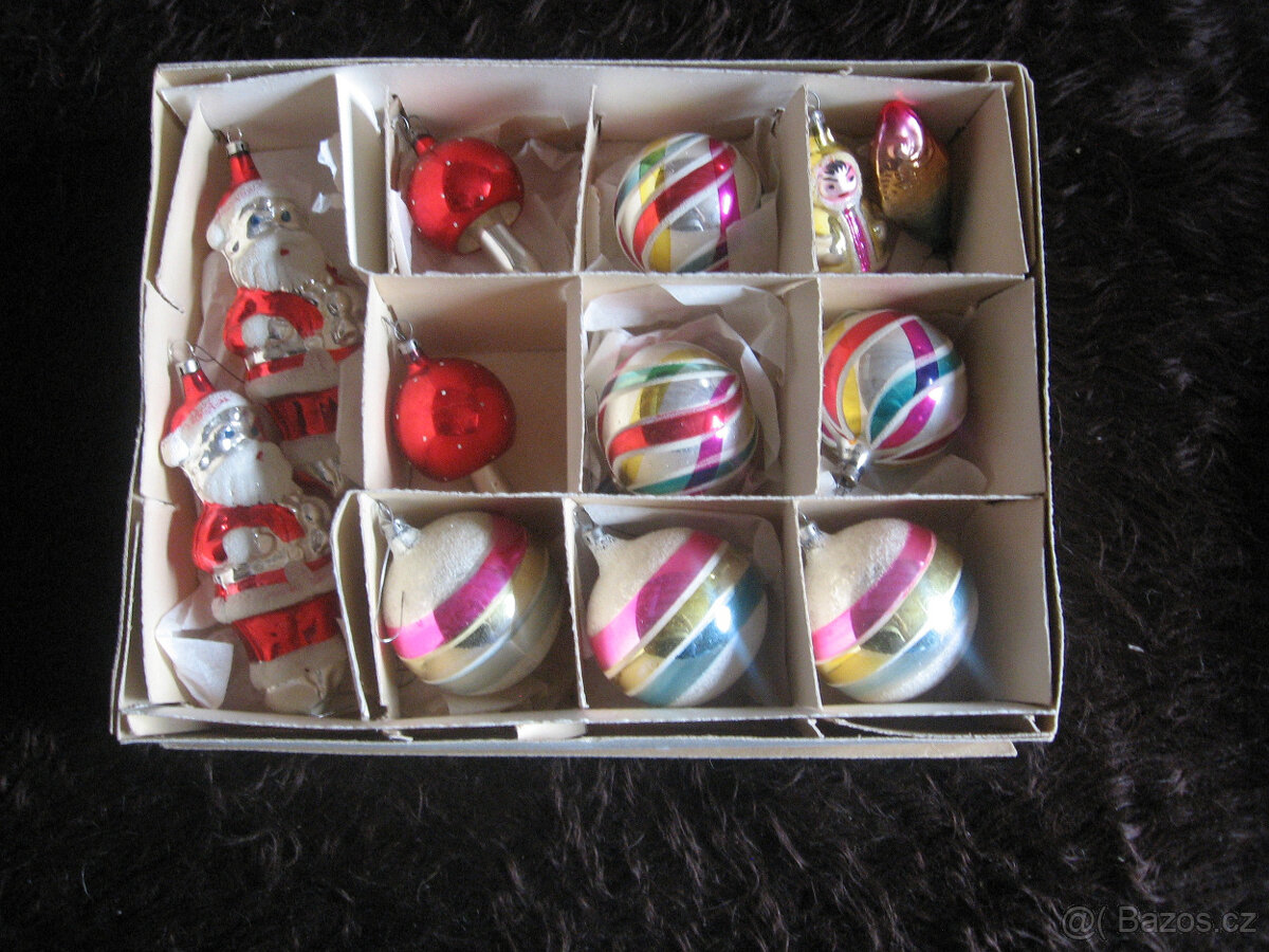 RETRO vánoční ozdoby-Mikuláš,muchomůrka,rybička,koule,eskymá