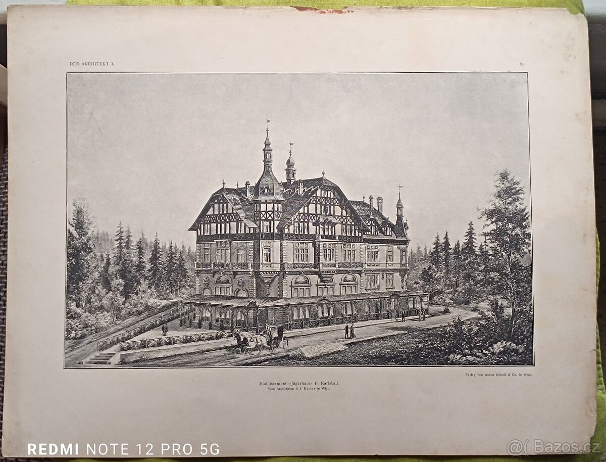 Originální litografické listy z „Der Architekt“ (1895