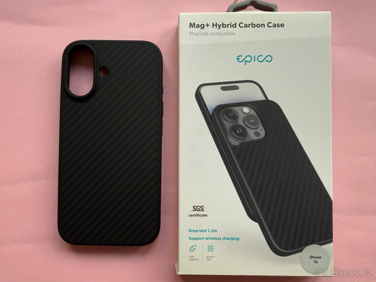 Epico Mag+ Hybrid Carbon kryt iPhone 16 - černý