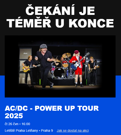AC/DC - čtvrtek 26.6.2025 2x STÁNÍ A