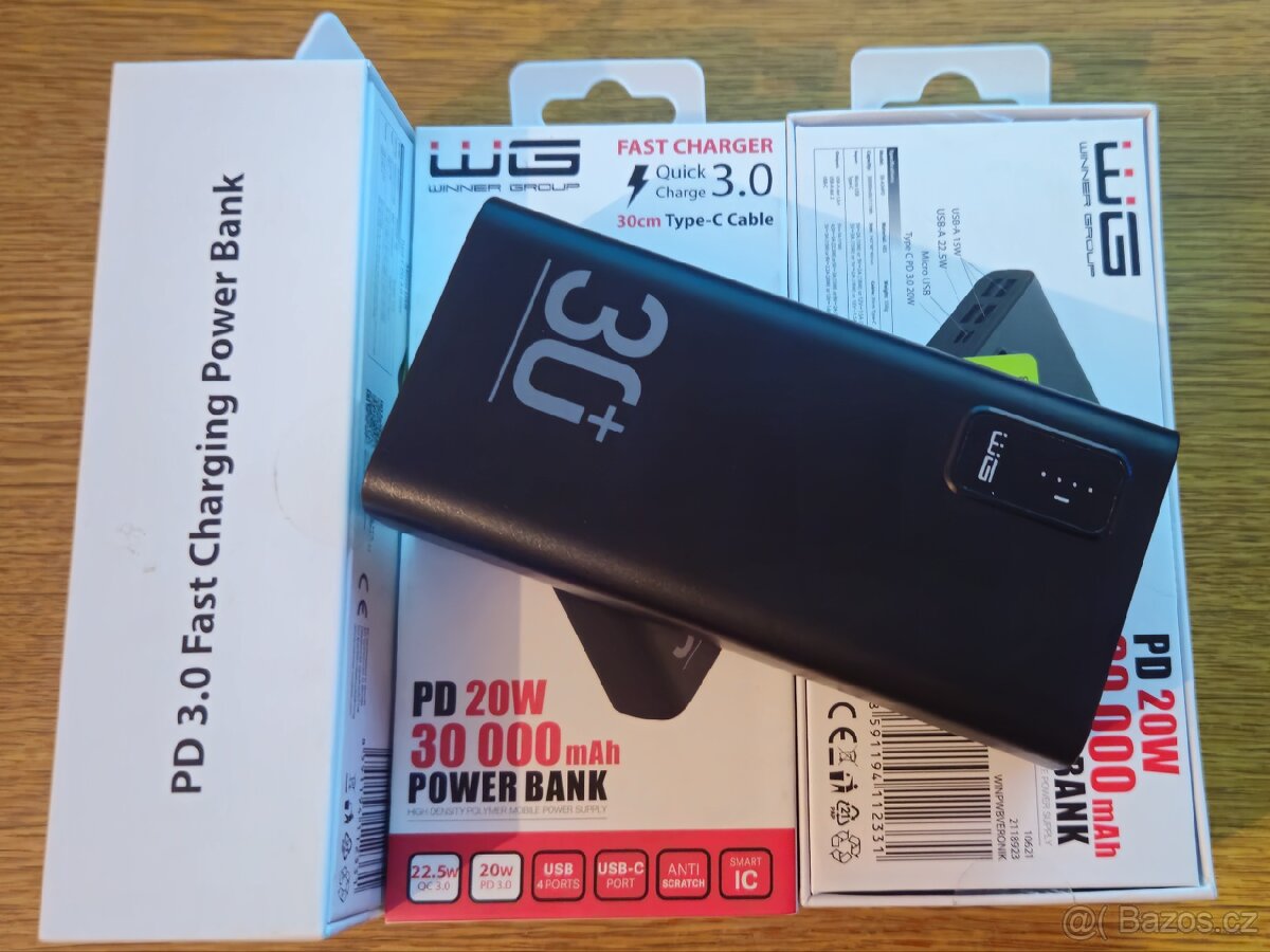 Powerbanka WG Veronika 30 000 mAh, USB-C PD 20W - černá