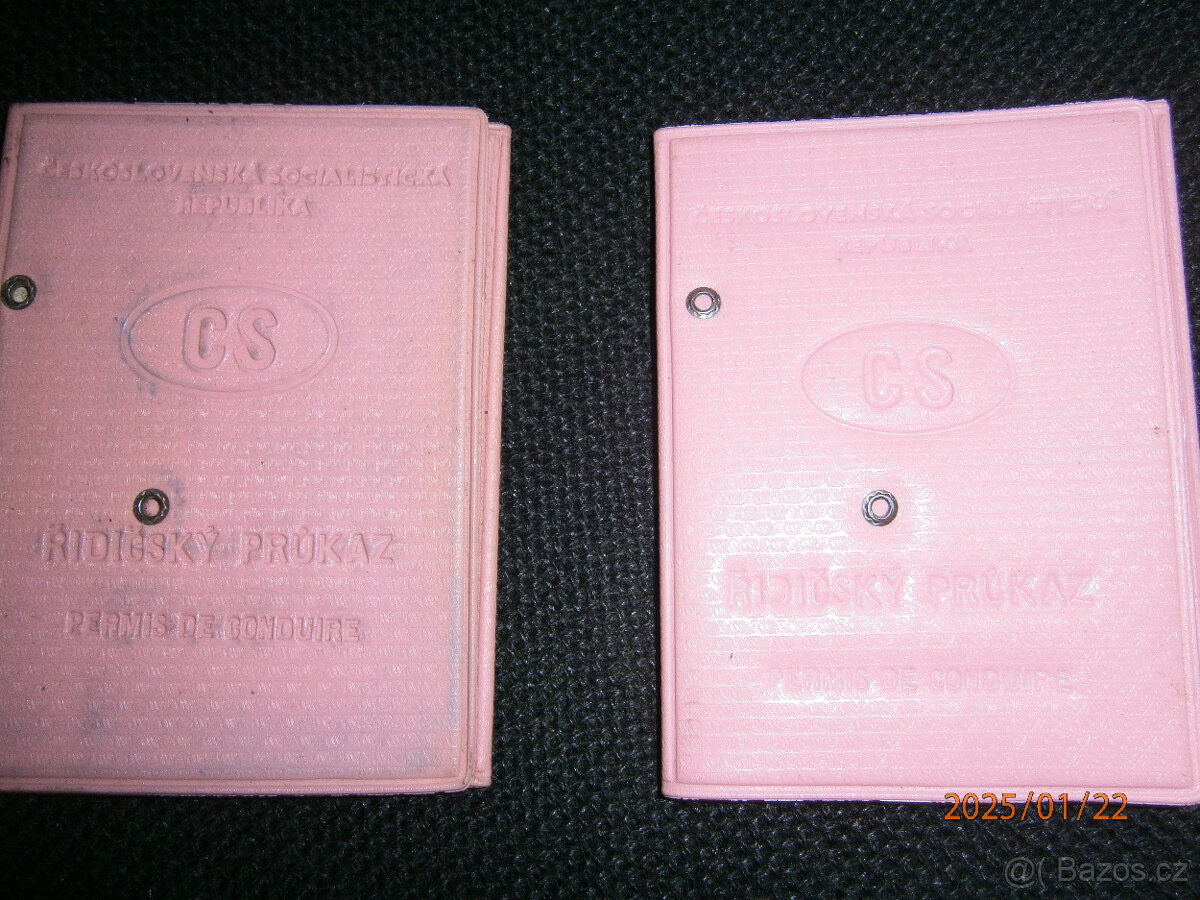 retro řidičský průkaz,růžový řidičák,1 kus r.1972