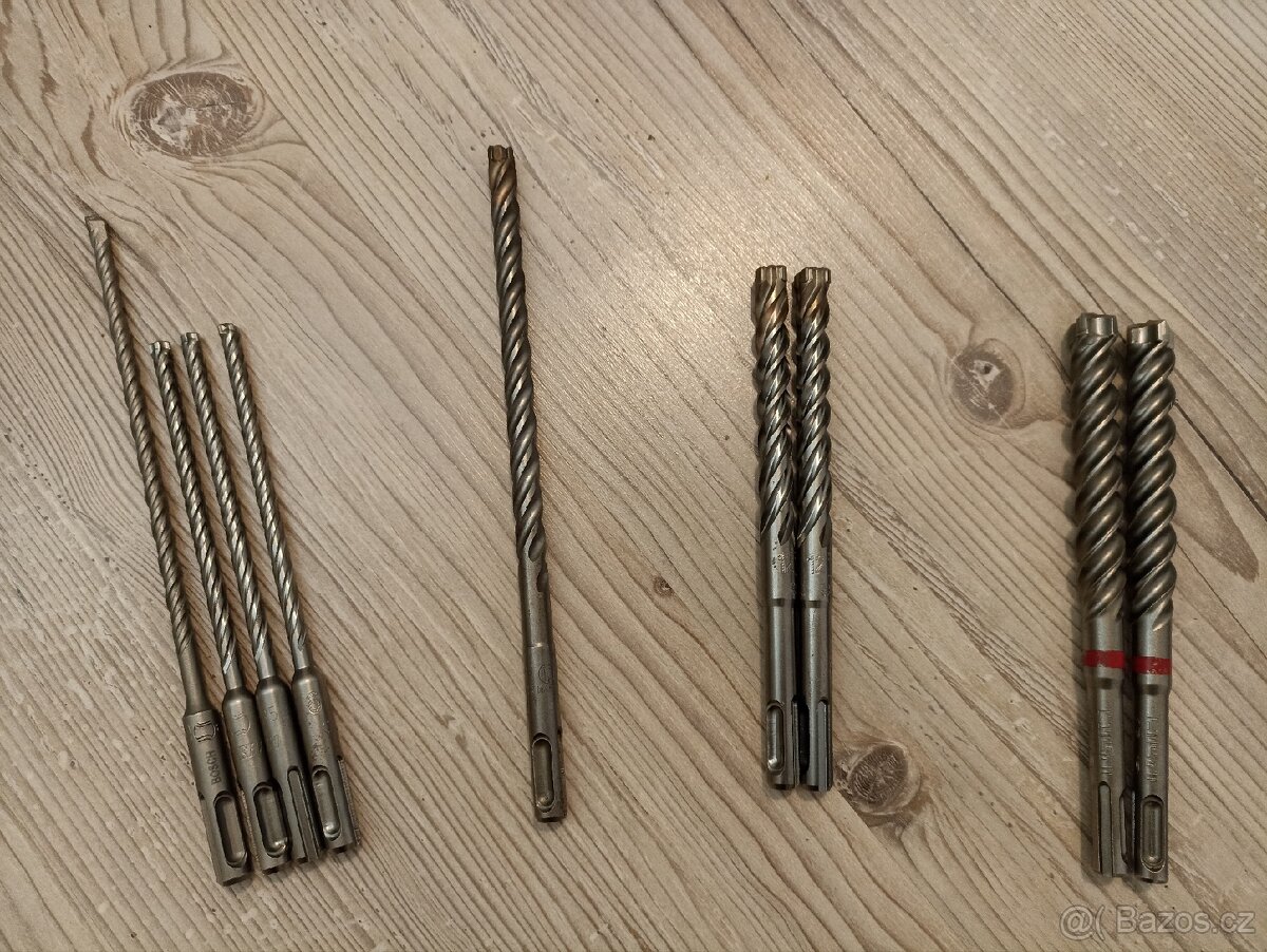 SDS plus vrtáky Hilti, Würth, Bosch celkem 9 ks - nové