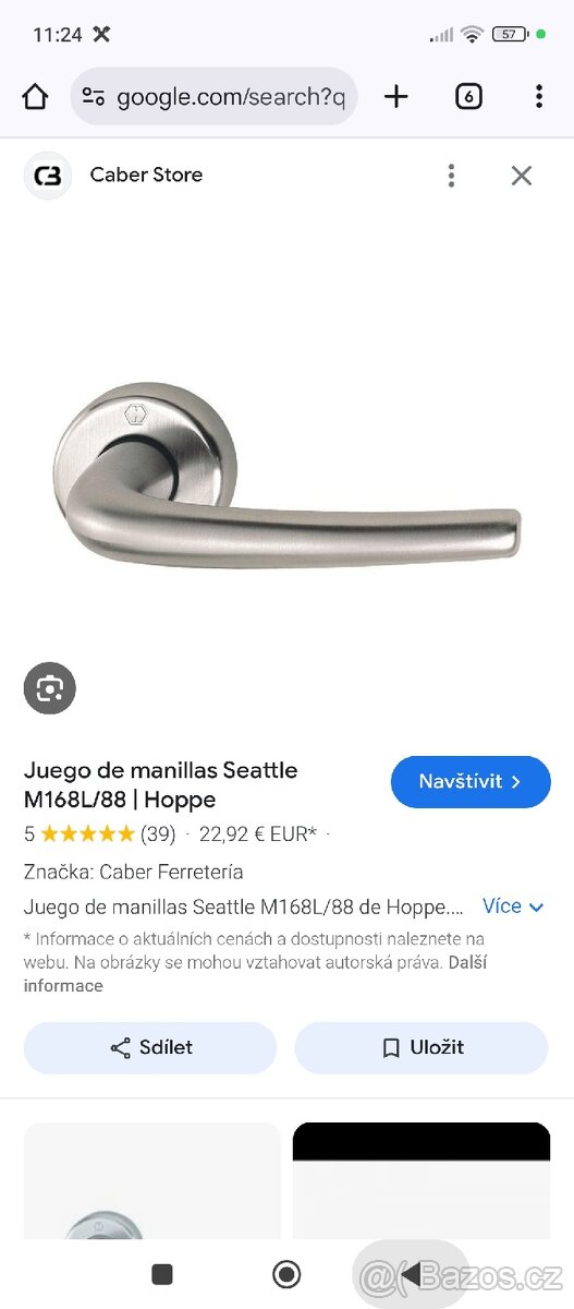 Rozeta, klika dveří