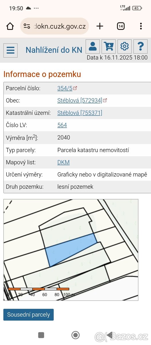 Prodám podíl na lesním pozemku