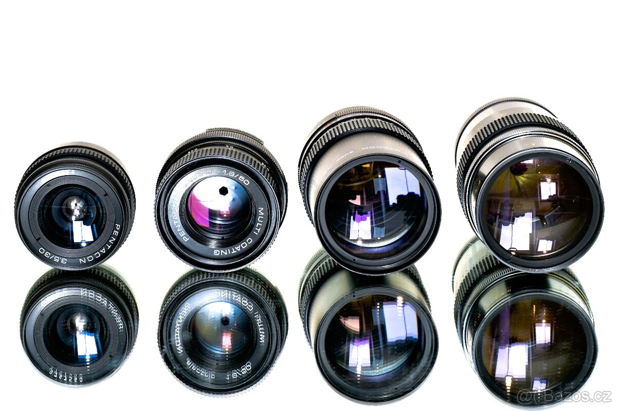4x Pentacon M42 3,5/30, 1,8/50, 2,8/135, 4/200 TOP STAV