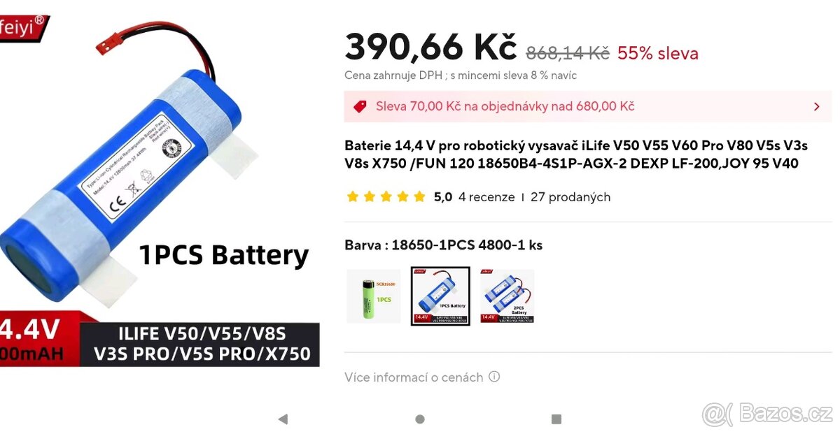 Prodám baterie do robotického vysavače MEDION