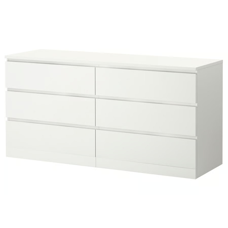 Komoda bílá MALM, 6 zásuvek, zn. IKEA