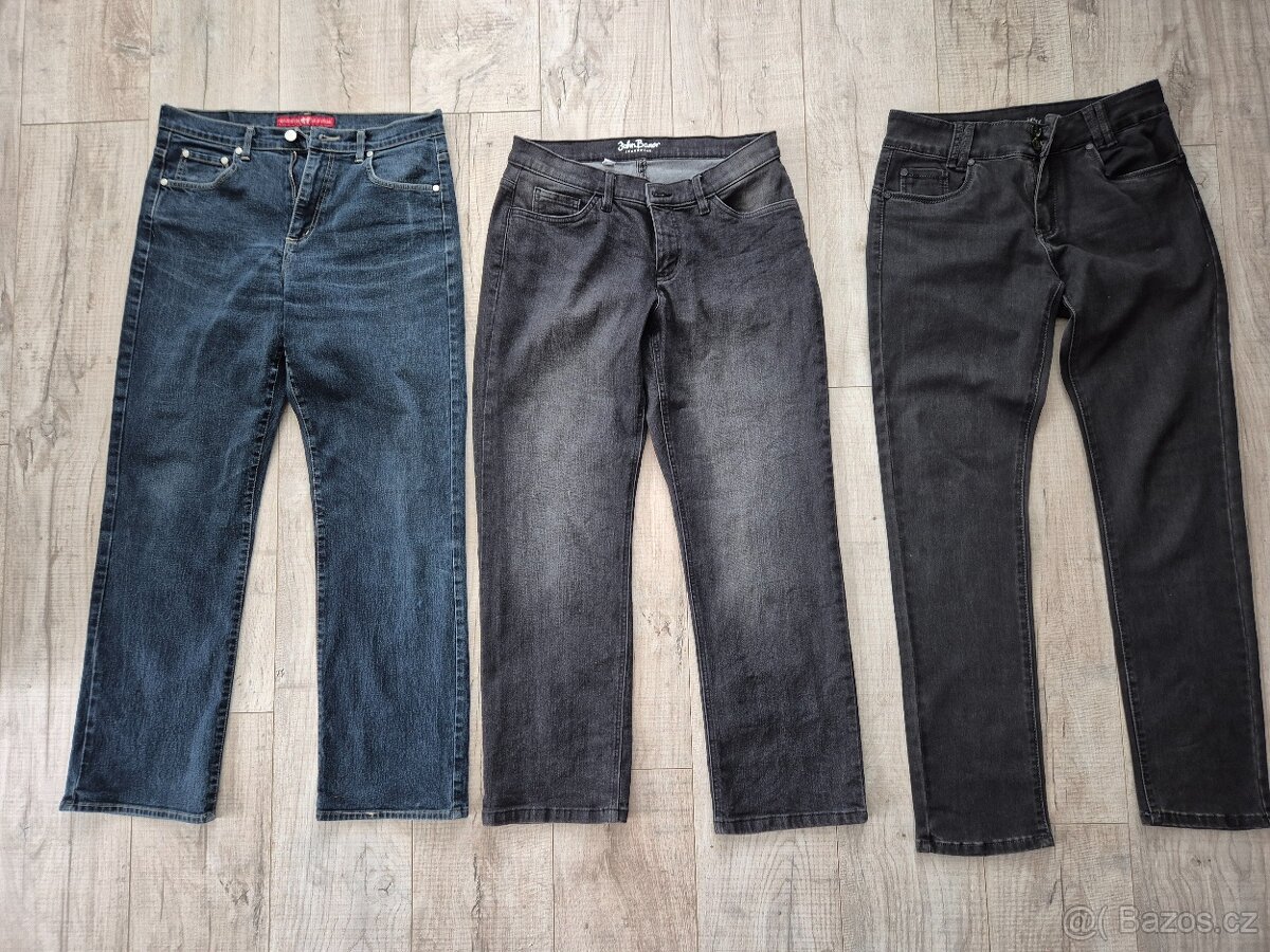 Džíny nenošené nové modré a černé vel. 40 3kusy