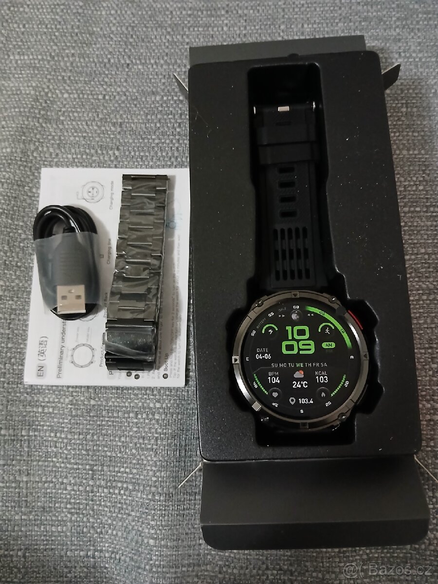 Chytré hodinky 1100mAh kovový a silikonový pásek