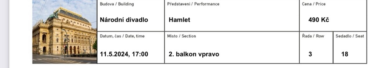 Národní divadlo Hamlet 11.05.
