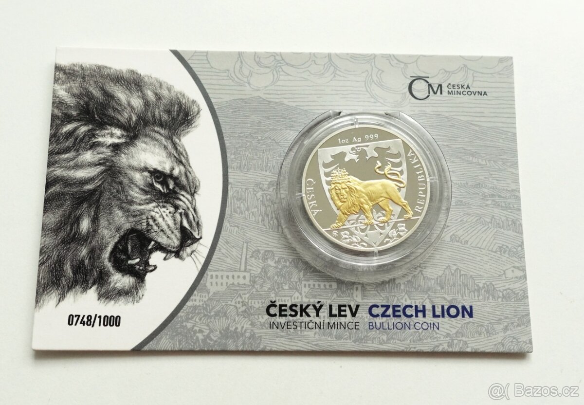 stříbrná mince - Český lev 2020 - číslovaný PROOF