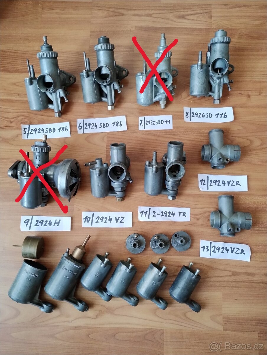 Karburátory Pérák, kývačka, panelka, californian, skůtr, atd