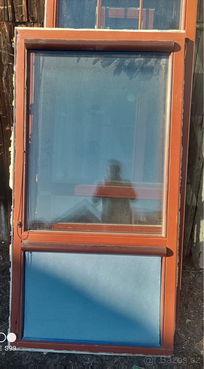 Okno fix + žaluzie dřevěné - 100x196 cm