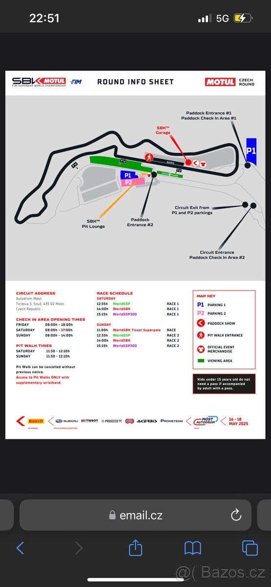 prodám VIP parkování na Superbike (WSBK) v Mostě