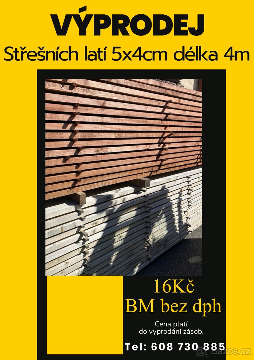 střešní latě SM 4m - VÝPRODEJ