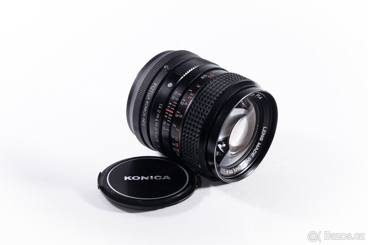 Konica AR 50mm f/1.4 + redukcia Konica–NEX