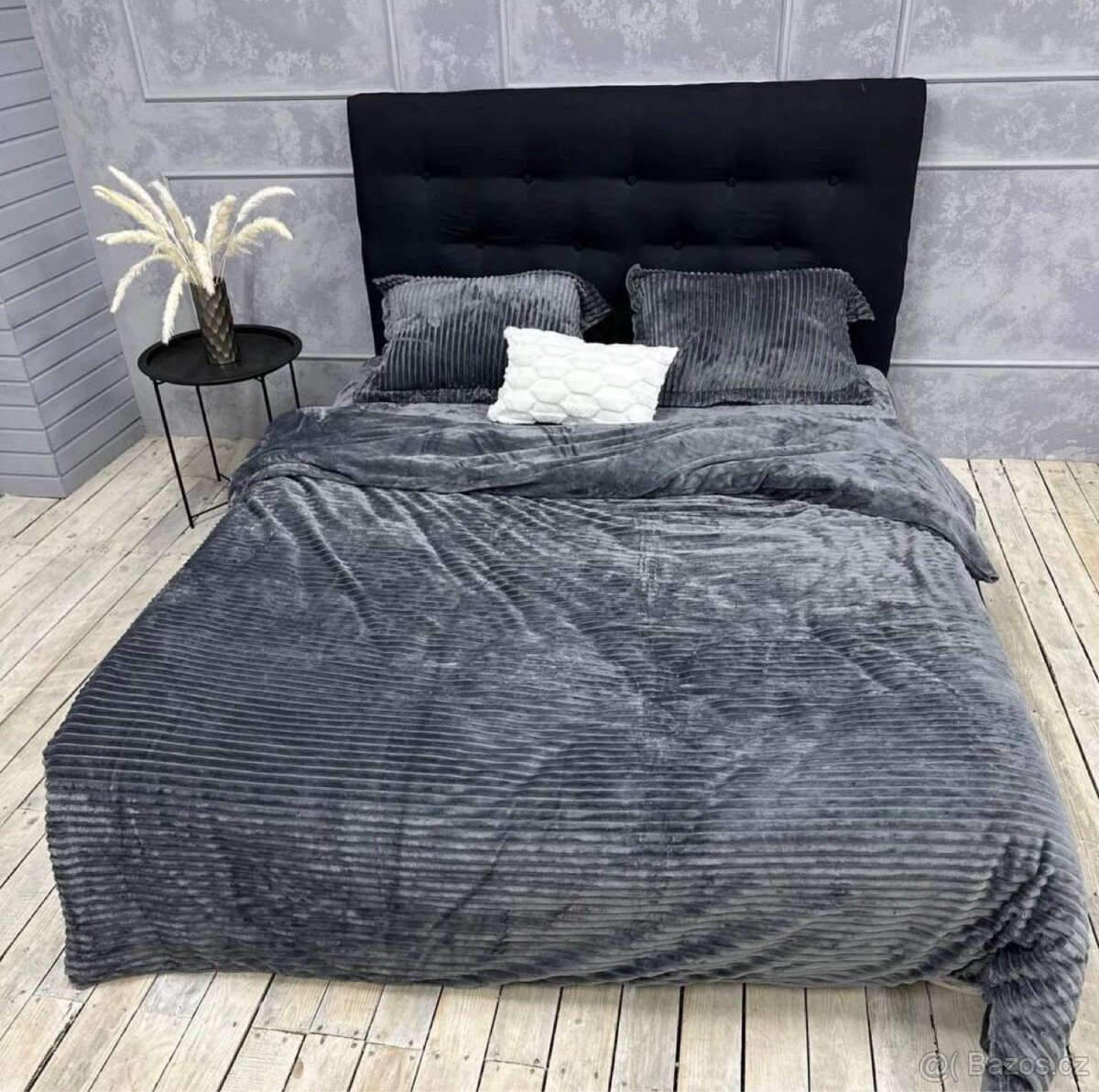 Plyšové povlečení šedivé