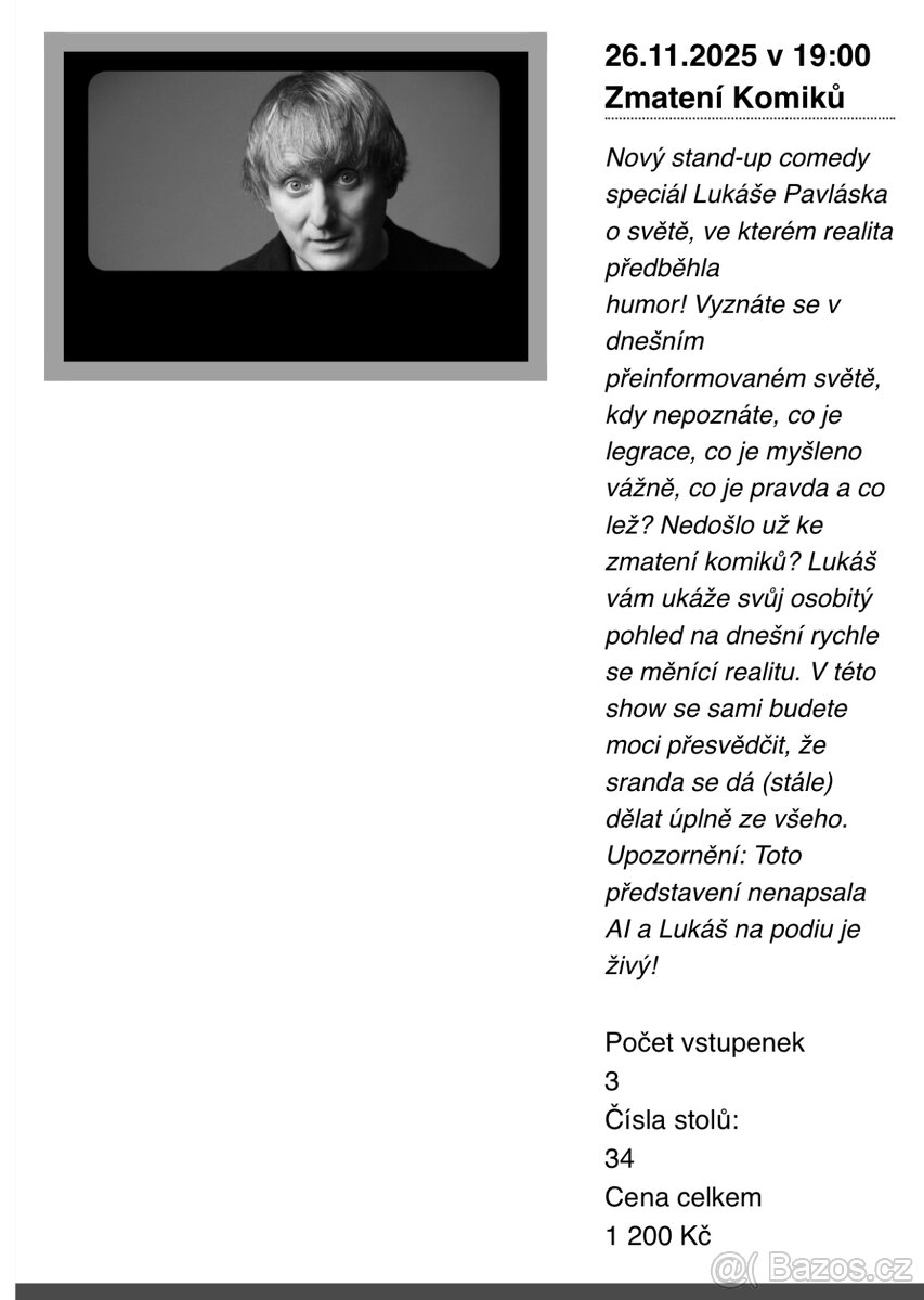 Zmatení Komiků - 3x vstupenka