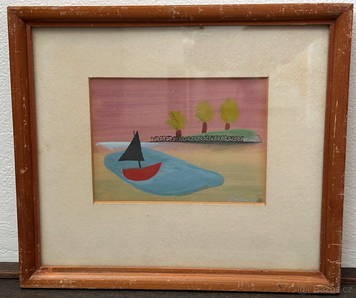 Jan Novák 1948 originál tempera styl Zrzavý
