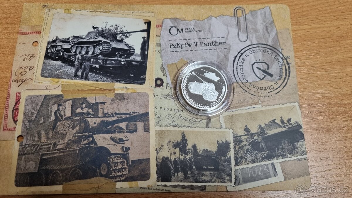 stříbrná mince PzKpfw V Panther proof