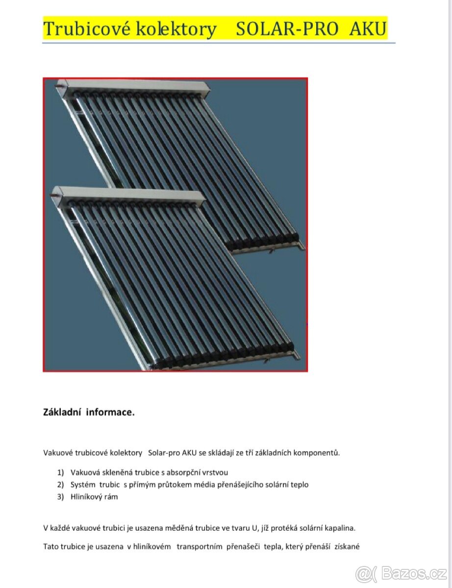 Solární kolektory - 16 trubic