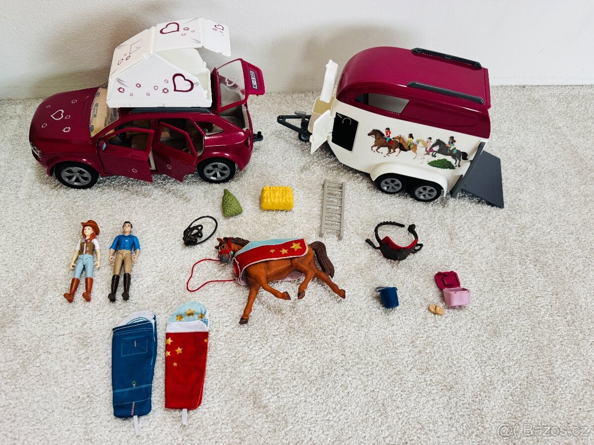 Schleich 42535 Dobrodružné auto s přívěsem a koněm