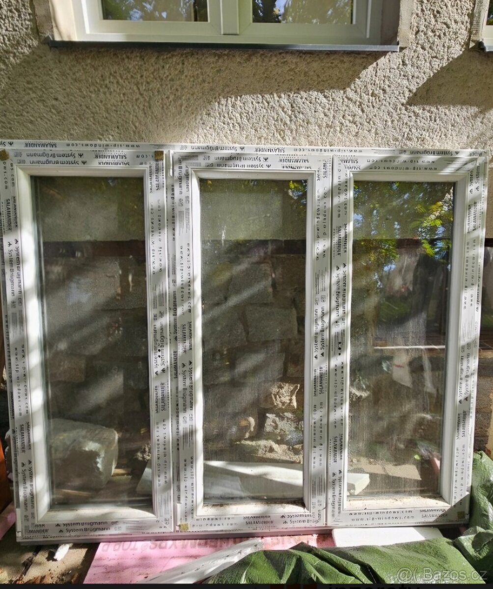 Okna 2ks 180x150 trojkřídla, dvojsklo, plast, bílé