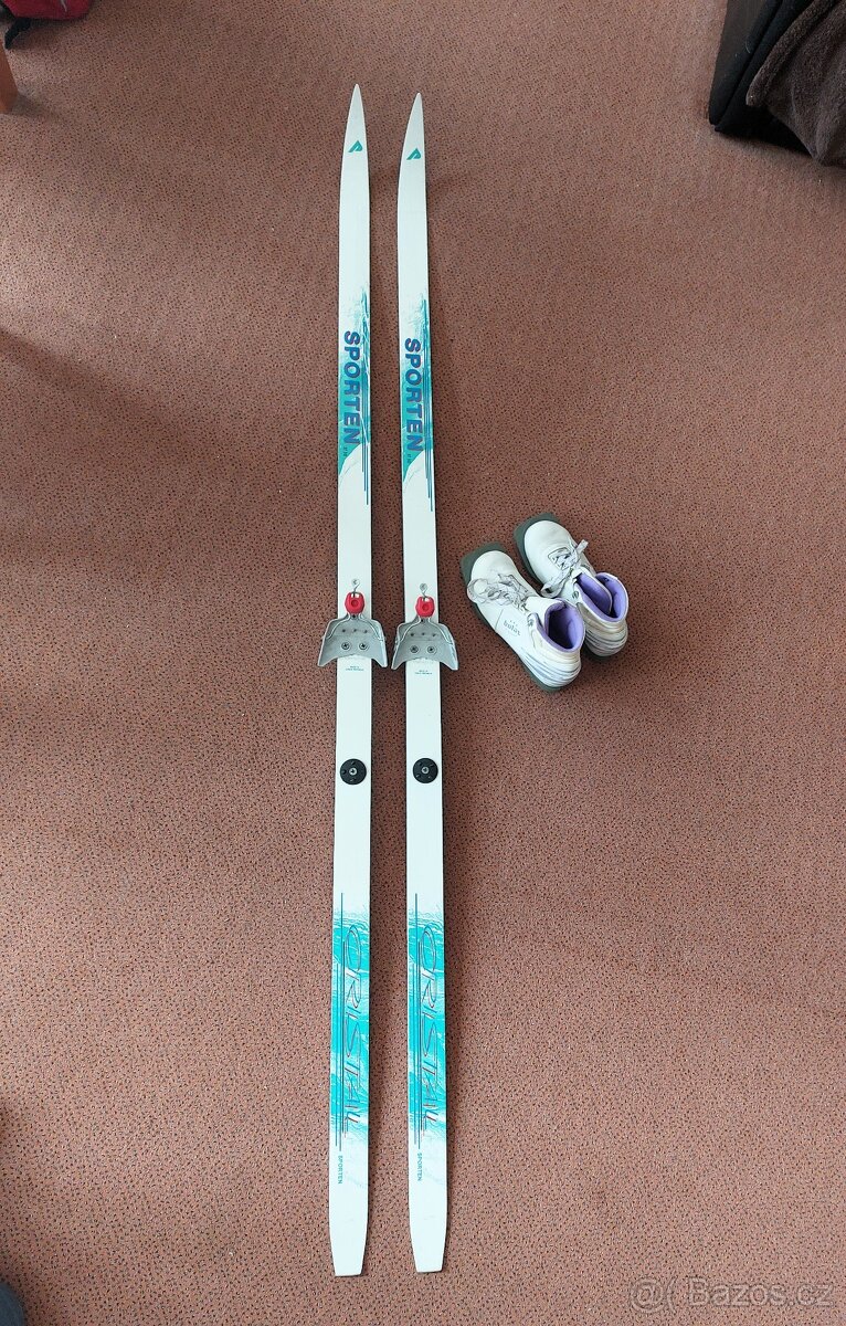 Běžky 185cm a 160cm  se starým vázáním a boty