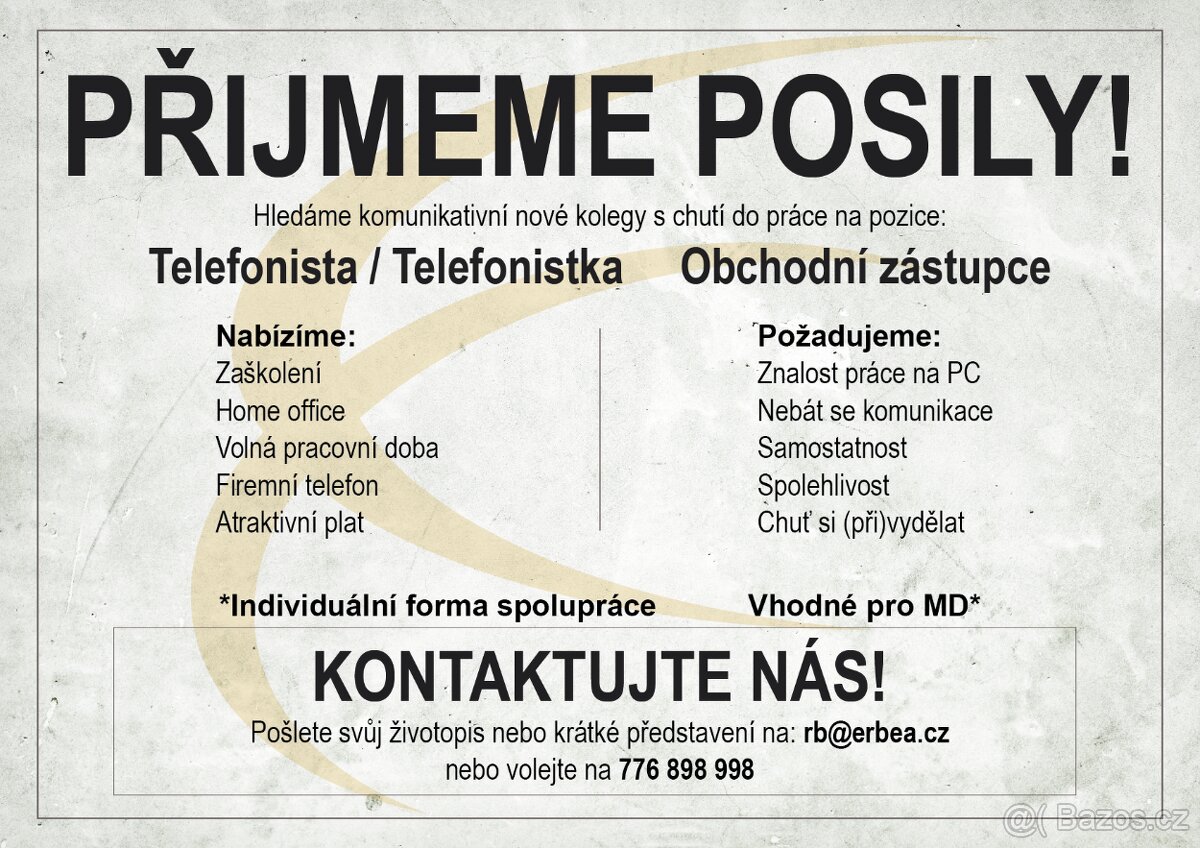 Telefonista/Telefonistka + Obchodní zástupce