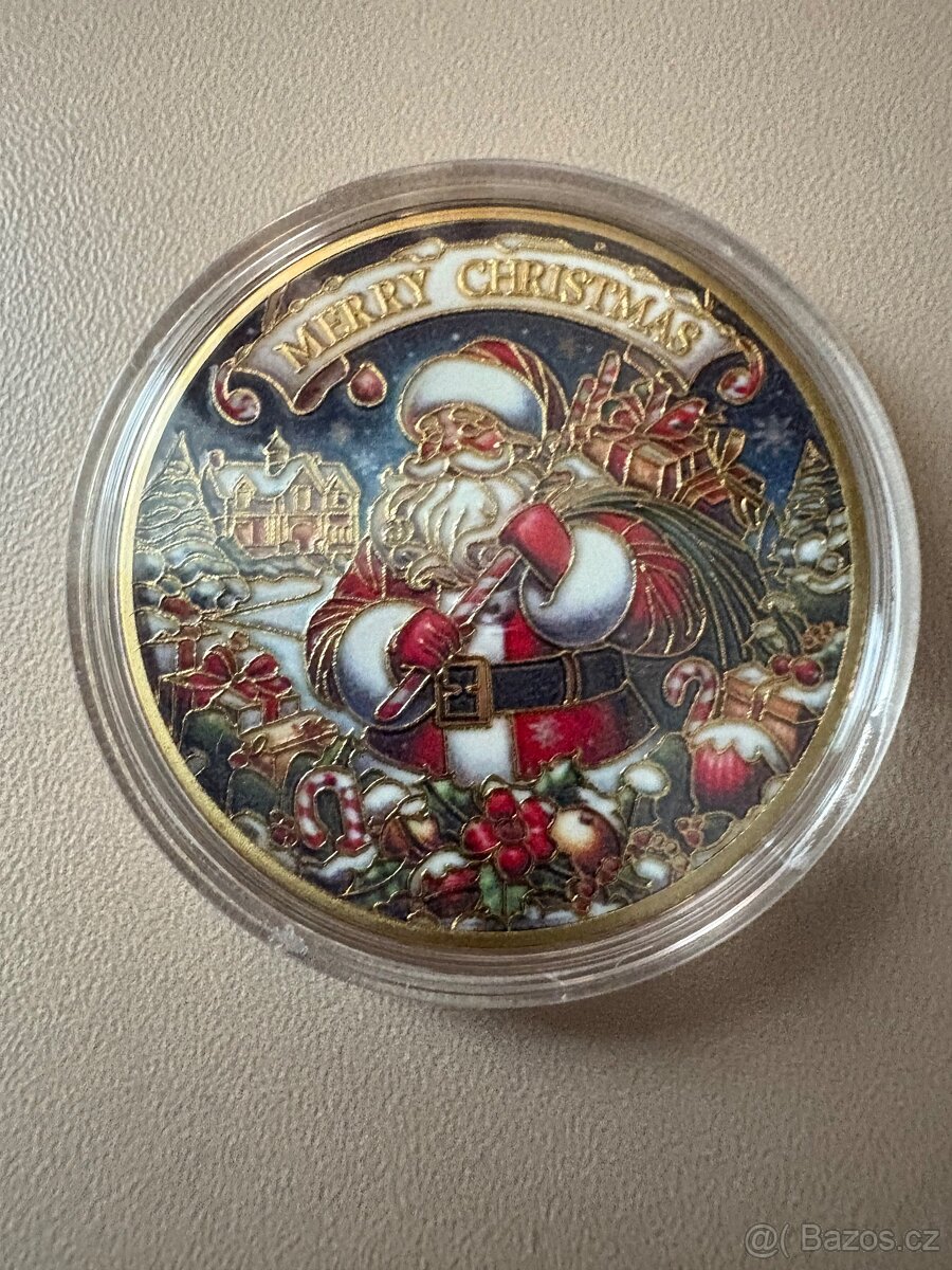 Prodám kovovou dekorační minci s vánočním motivem