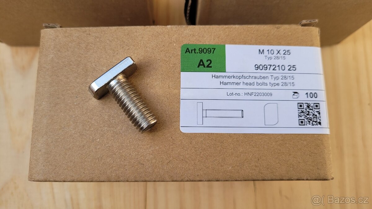 Šrouby "T" s plochou hlavou M10/25 - A2