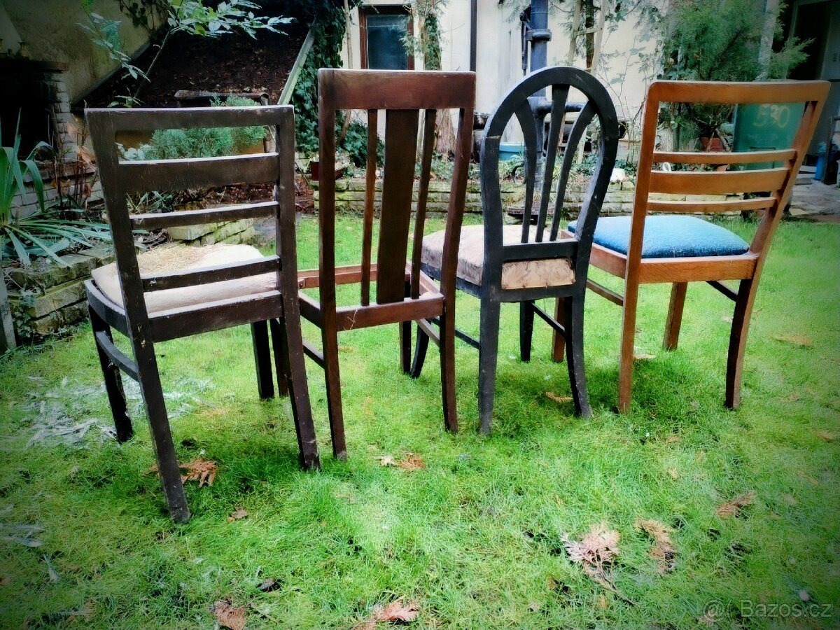 Staré Antique _tvrdé dřevo 7ks židlí