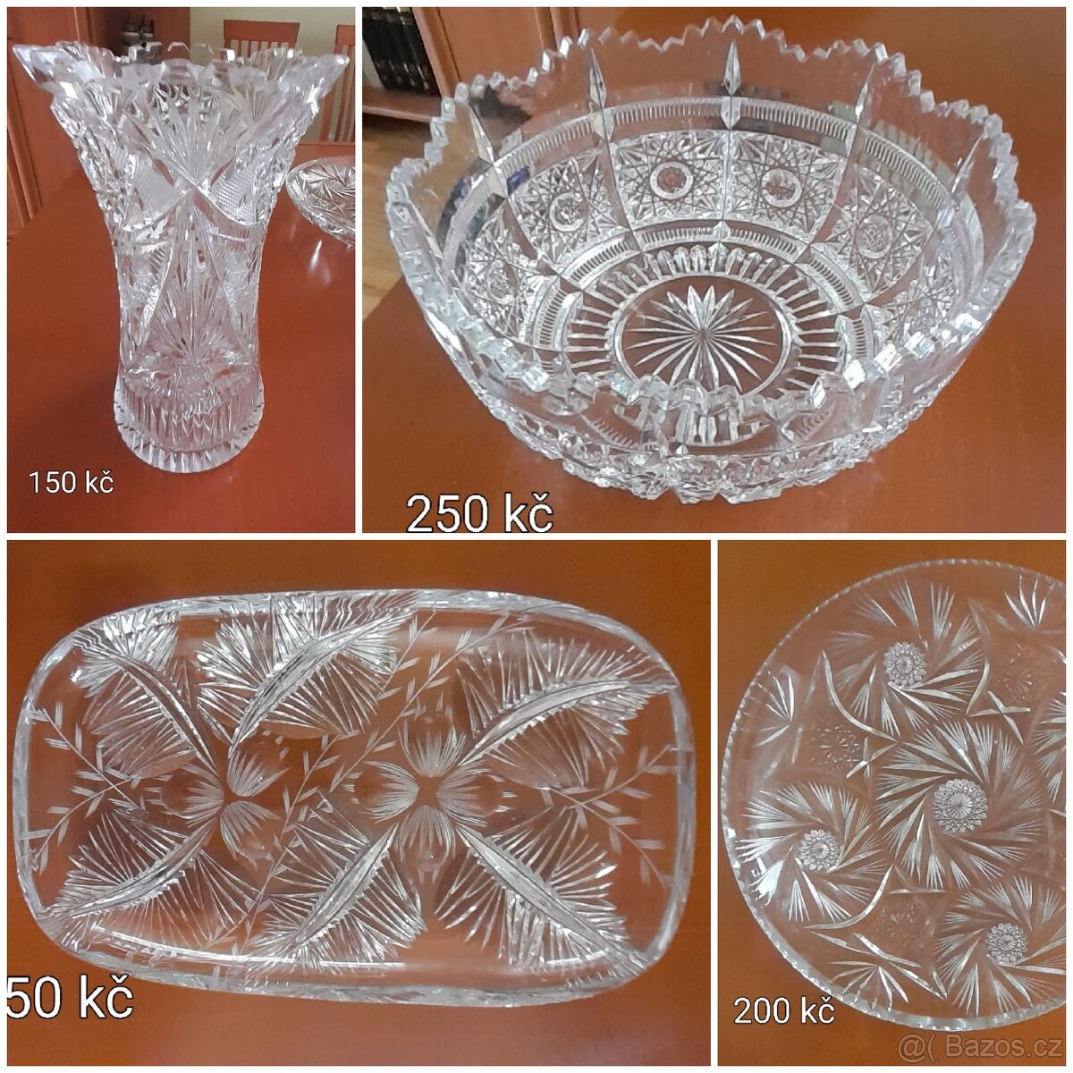 Prodám růžový porcelán a broušené sklo