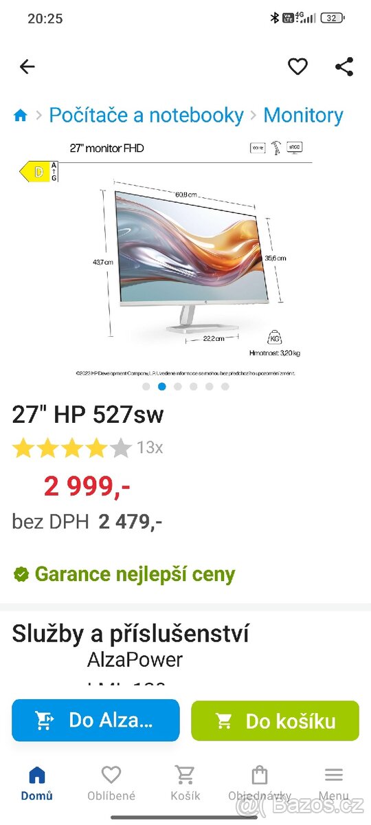 HP monitor na dili vada obrazů
