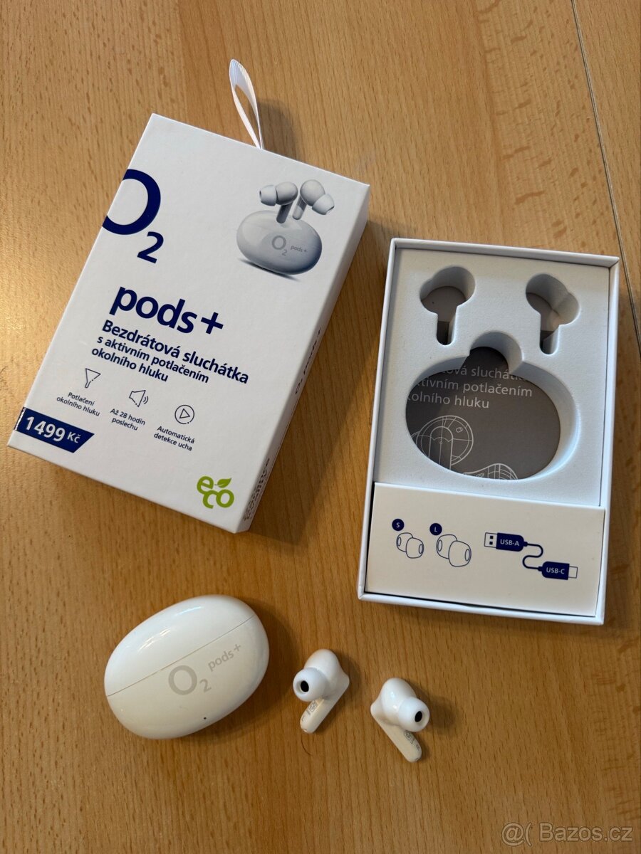 Bezdrátová sluchátka O2 pods+ Mark II. s ANC, bílá