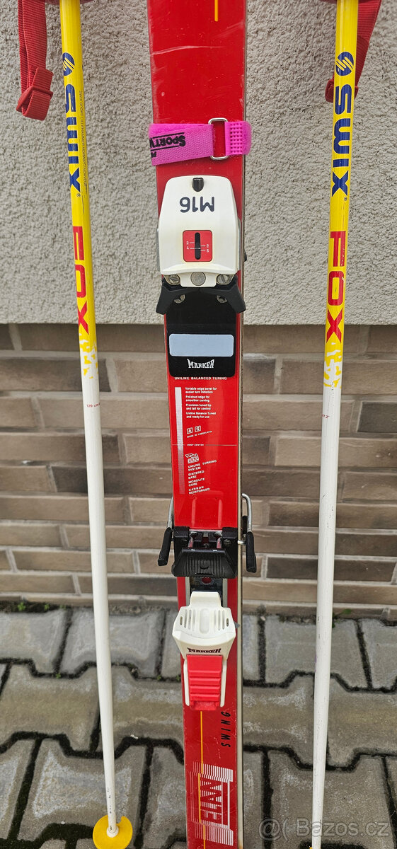 Lyže Elan 179cm - Carbon - vázání Marker M16 - hůlky.