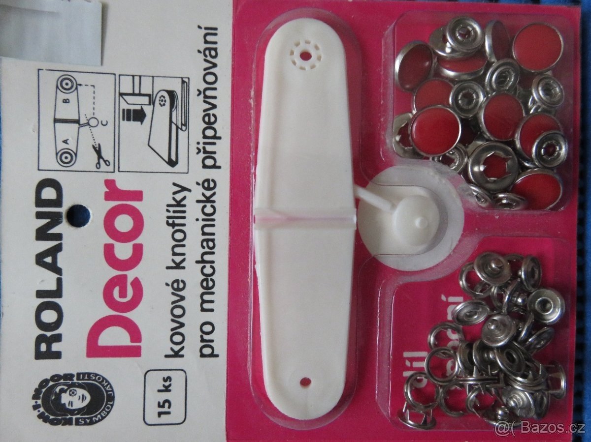 Kovové knoflíky pro mechanické připevňování, 15 ks